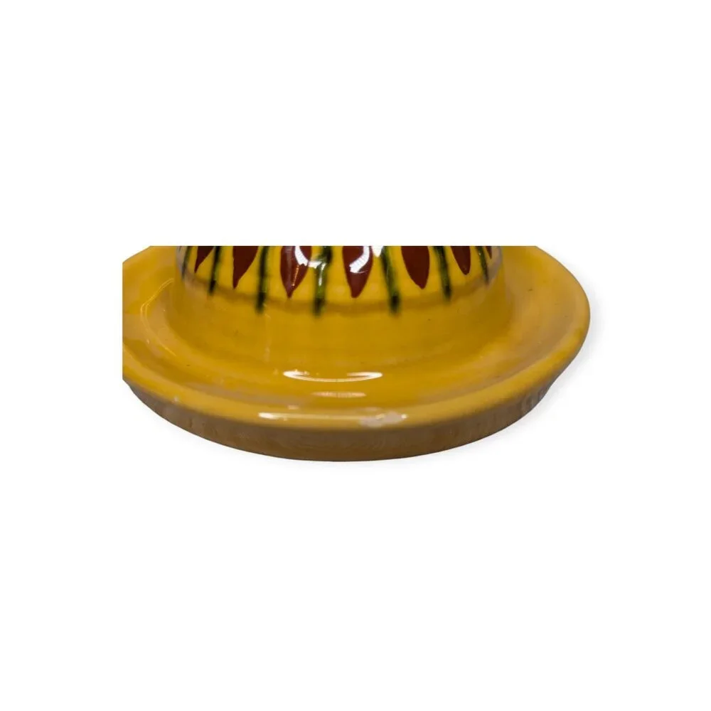 Vintage Pottery Barn Ceramic Golden Painted Taper Handle Walking Candle #1